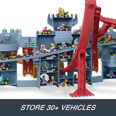 Hot Wheels Bowser's Castle storage holds 38 vehicles when idle.