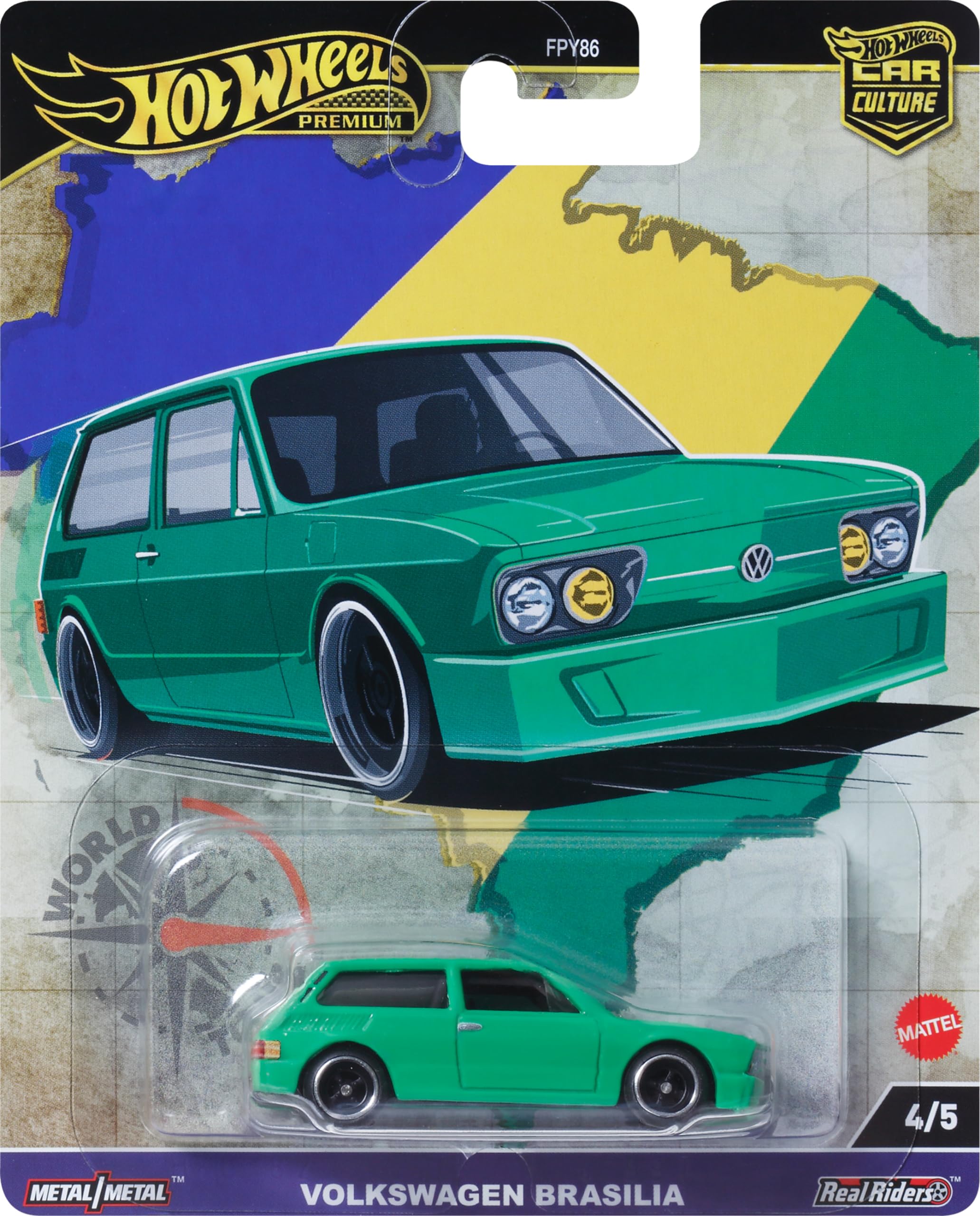 Hot Wheels Brasilia T9678 packaging art enhances gift-ready shelf appeal