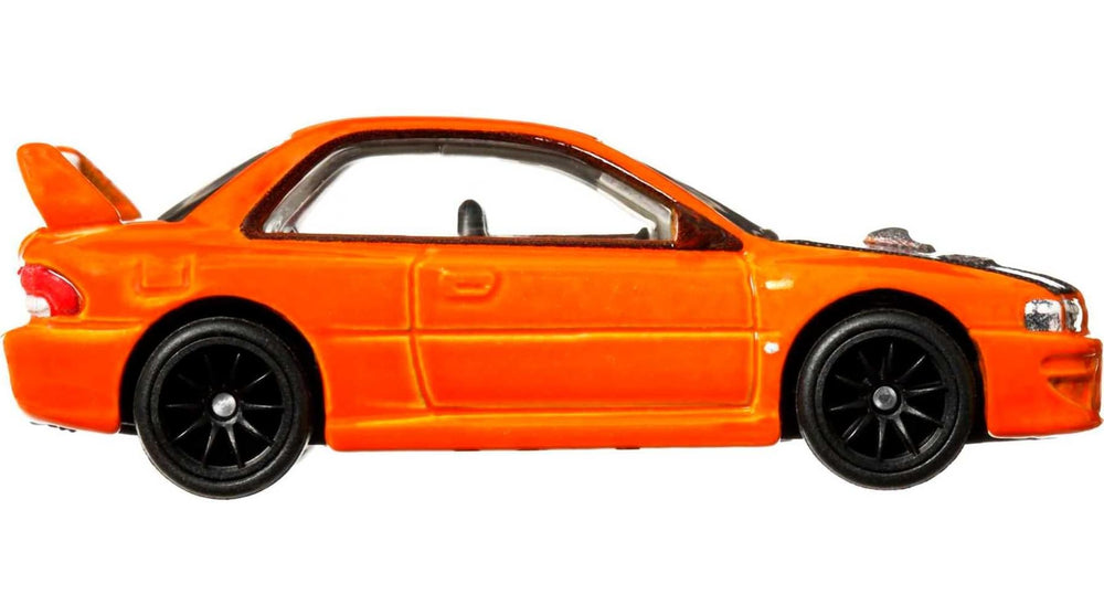 Hot Wheels Subaru WRX STI 22B detailed decals emphasize iconic graphics for display.