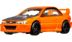 Hot Wheels Subaru WRX STI 22B front view showcasing authentic decos for display and play.