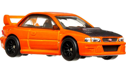 Hot Wheels Circuit Legends Subaru WRX STI 22B side profile highlighting detailed styling for collectors.