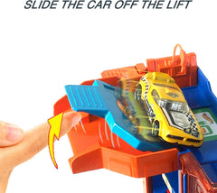 Hot Wheels City Downtown Car Park exit ramp shows through design for imaginative adventures.