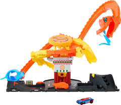 Hot Wheels City cobra attack at the pizza shop sparks imaginative play.