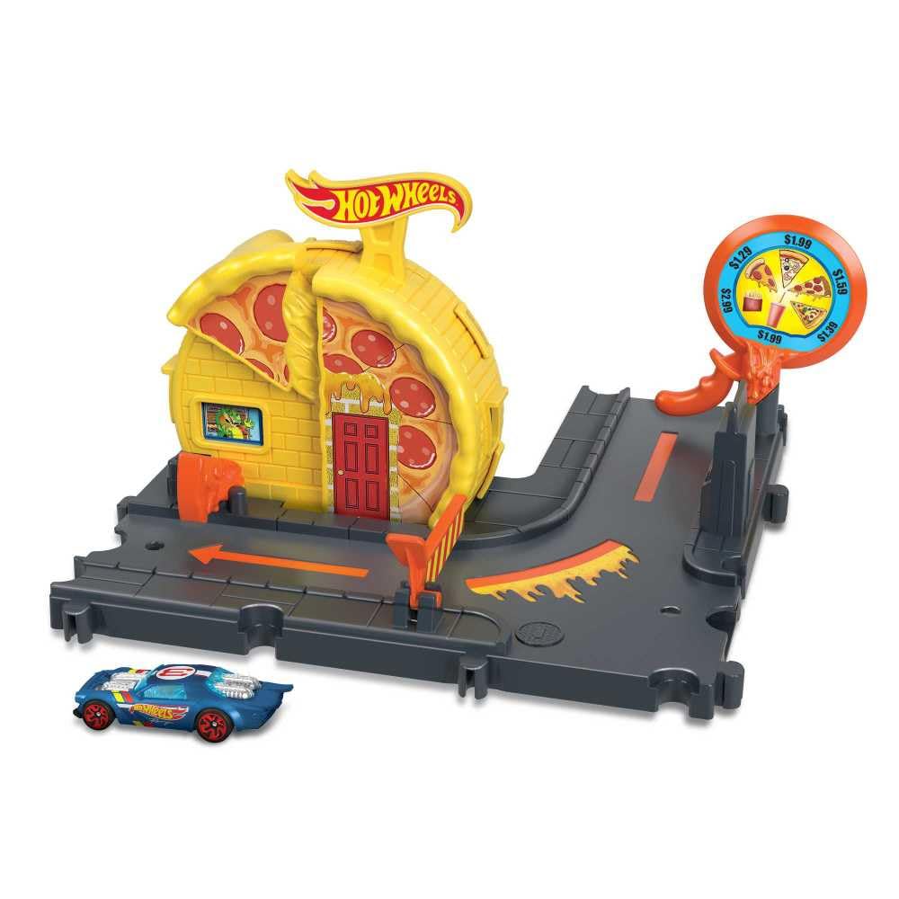 Hot Wheels City Speedy Pizza Pick-Up front view for immersive racing and storytelling.