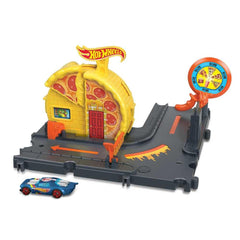 Hot Wheels City Speedy Pizza Pick-Up front view for immersive racing and storytelling.