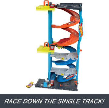 Hot Wheels City Transforming Race Tower connects with other sets for expanded play.