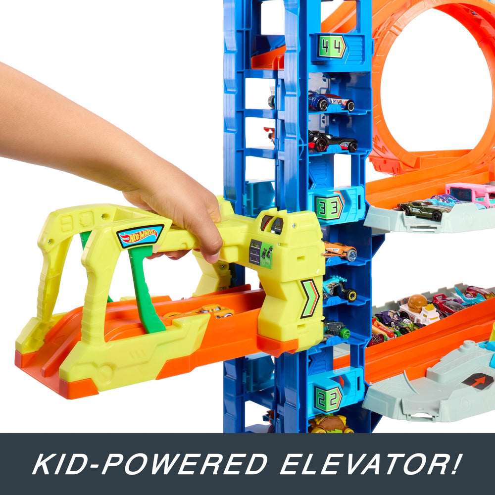 Hot Wheels City Ultimate Garage car wash feature with moving foam roller.