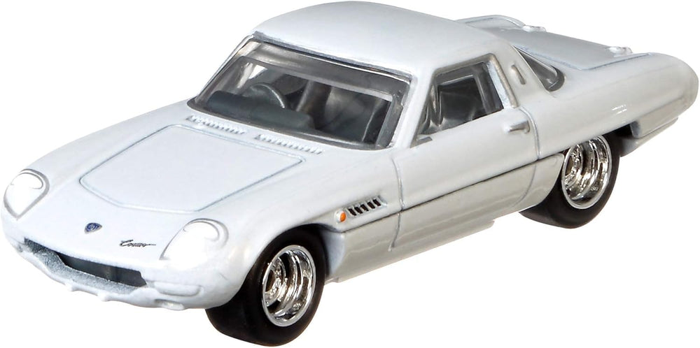 Hot Wheels Mazda Cosmo front view highlights display appeal.