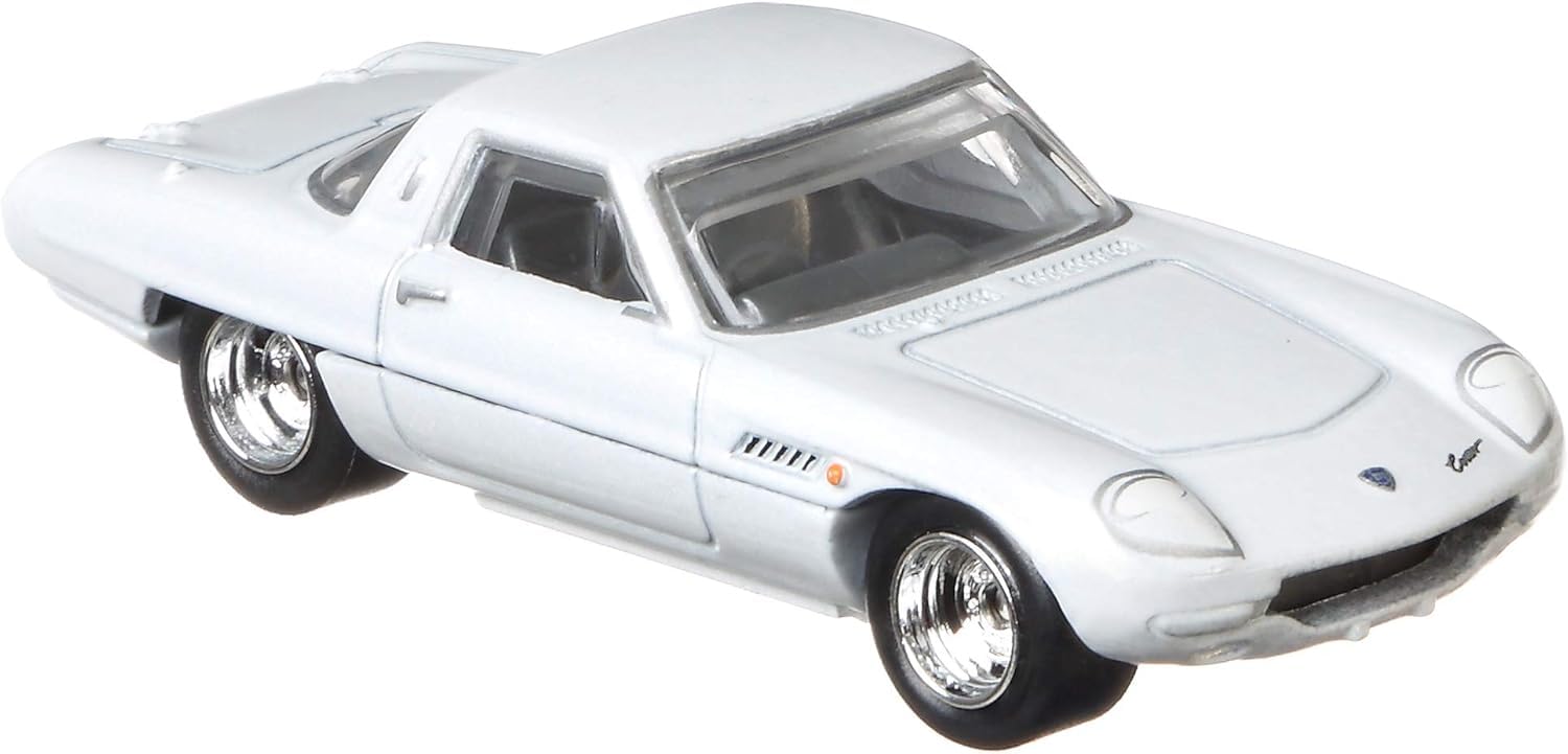 Hot Wheels Mazda Cosmo side view shows compact scale for mini collections.