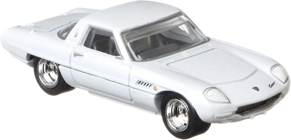 Hot Wheels Mazda Cosmo side view shows compact scale for mini collections.
