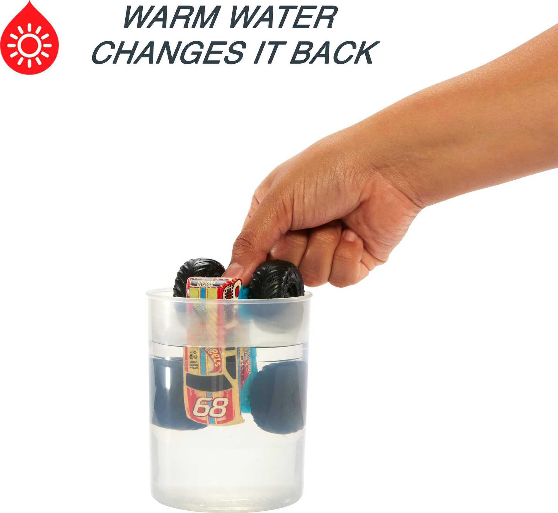 Hot Wheels Color Reveal crushed car water blaster adds splashy deco changes.