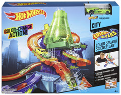 Hot Wheels Color Shifters Color Splash Science Lab connects to existing tracks to expand play space.