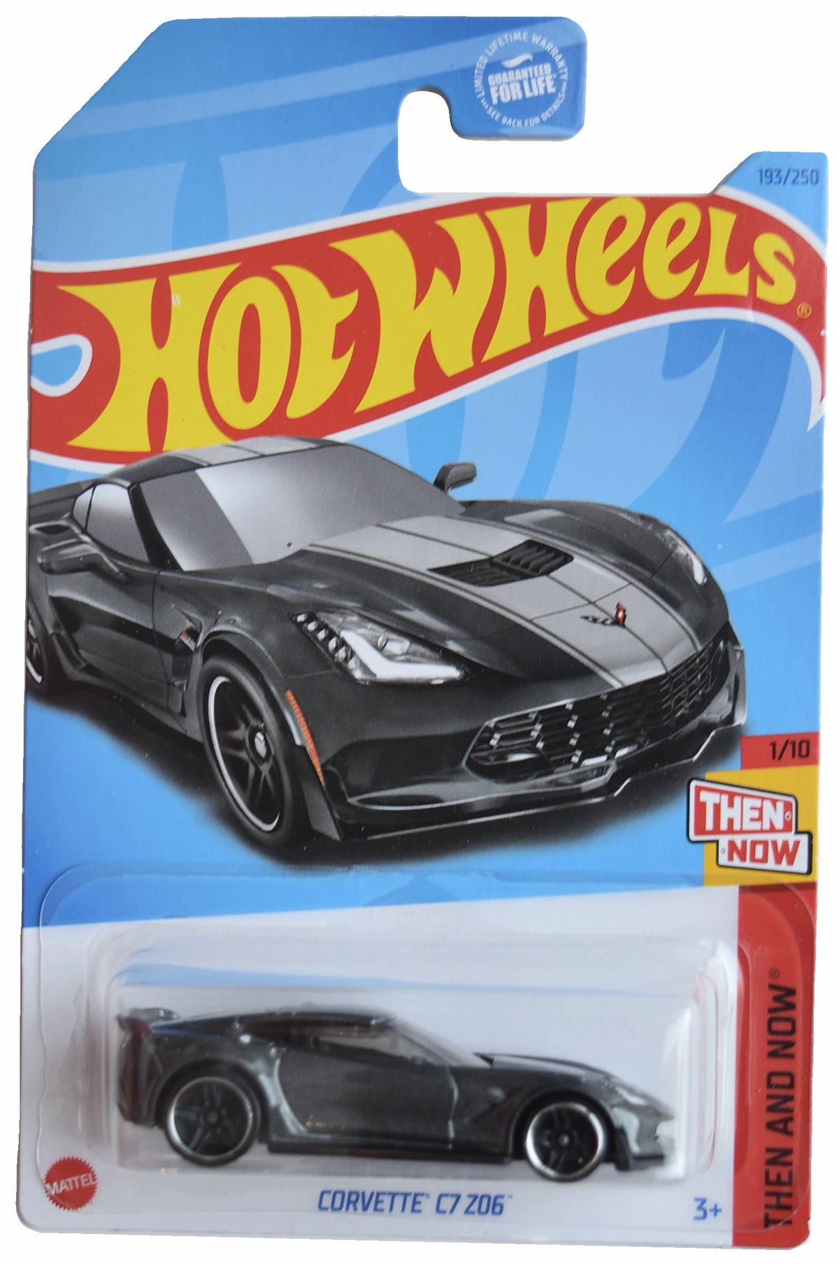 Hot Wheels Corvette C7 Z06 Then and Now front gray die-cast for display and collection.