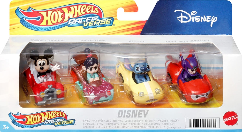 Hot Wheels RacerVerse 4-pack die-cast detail highlights authentic Disney designs