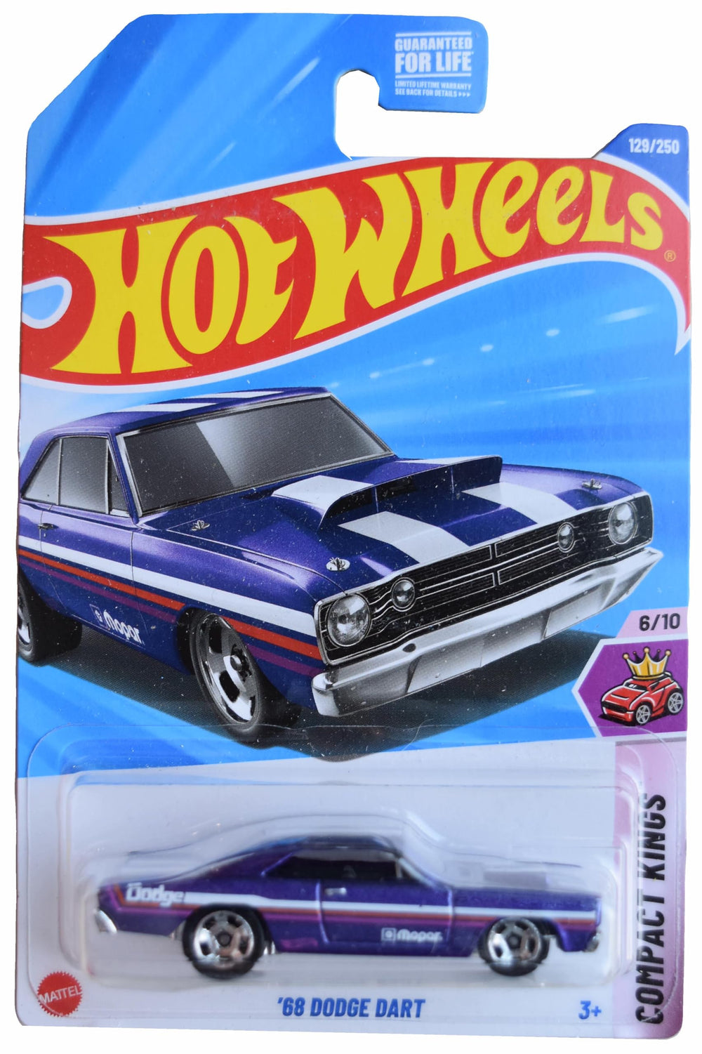 Hot Wheels 1968 Dodge Dart purple die-cast car for display and gifting