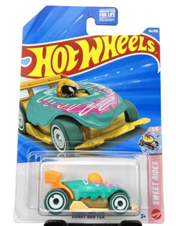 Hot Wheels Donut Drifter Teal Icing with orange spoiler, ideal for collectors and display.