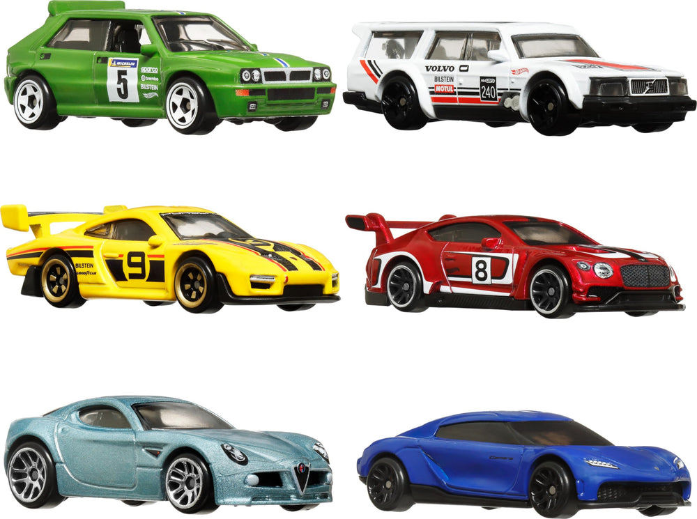 Hot Wheels Euro Style 6-Pack with Porsche models for a collectible display