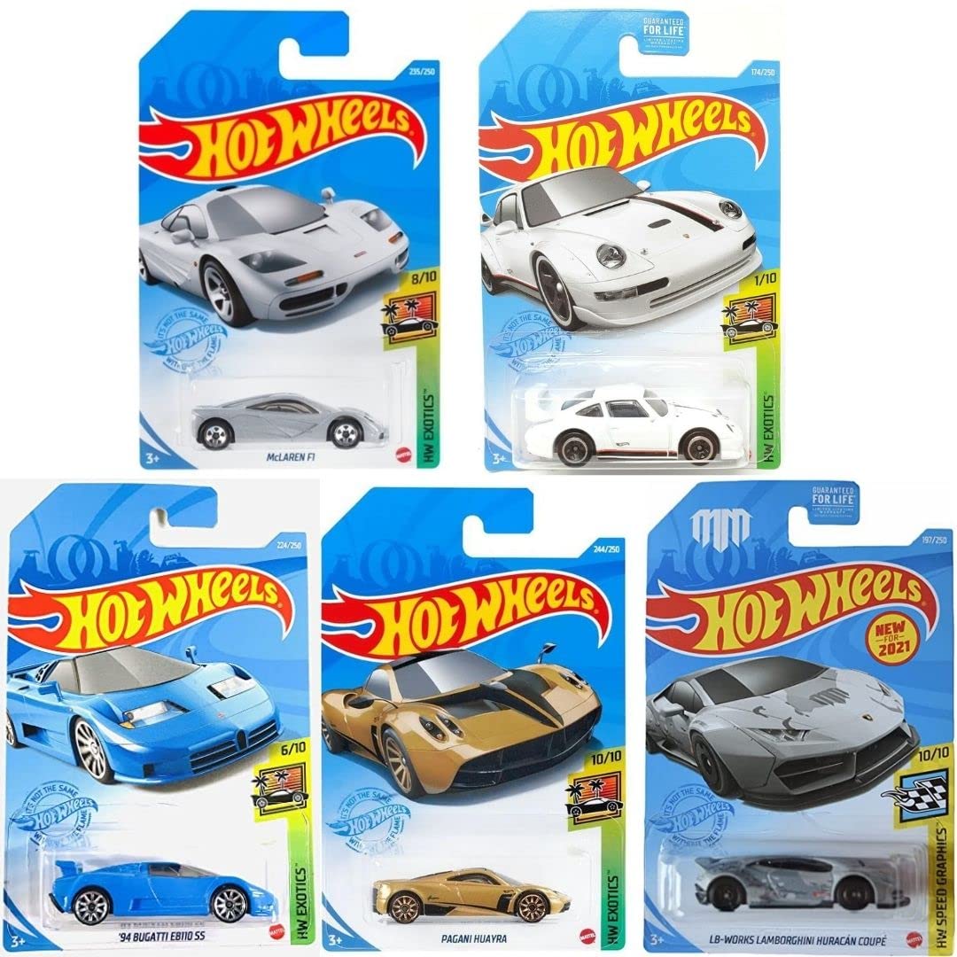 Hot Wheels Exotics Madness 5-Pack car-1 highlights a sleek Lambo replica for display or imaginative play