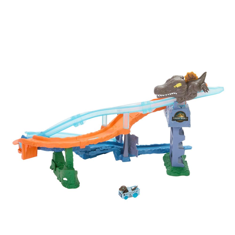Hot Wheels expandable track pieces invite longer dinosaur battles