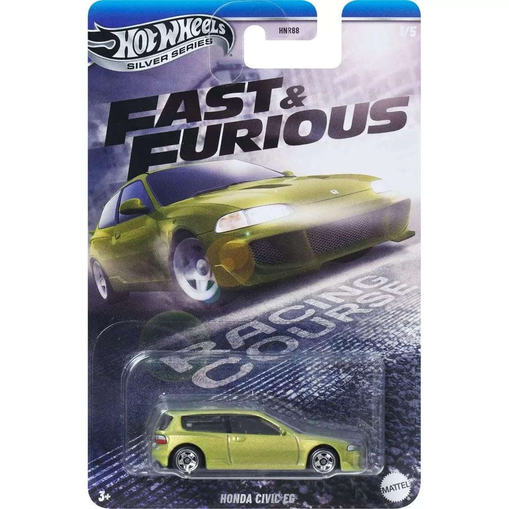 Hot Wheels Fast & Furious 92 Honda Civic side view highlights detailed design for display and collection.