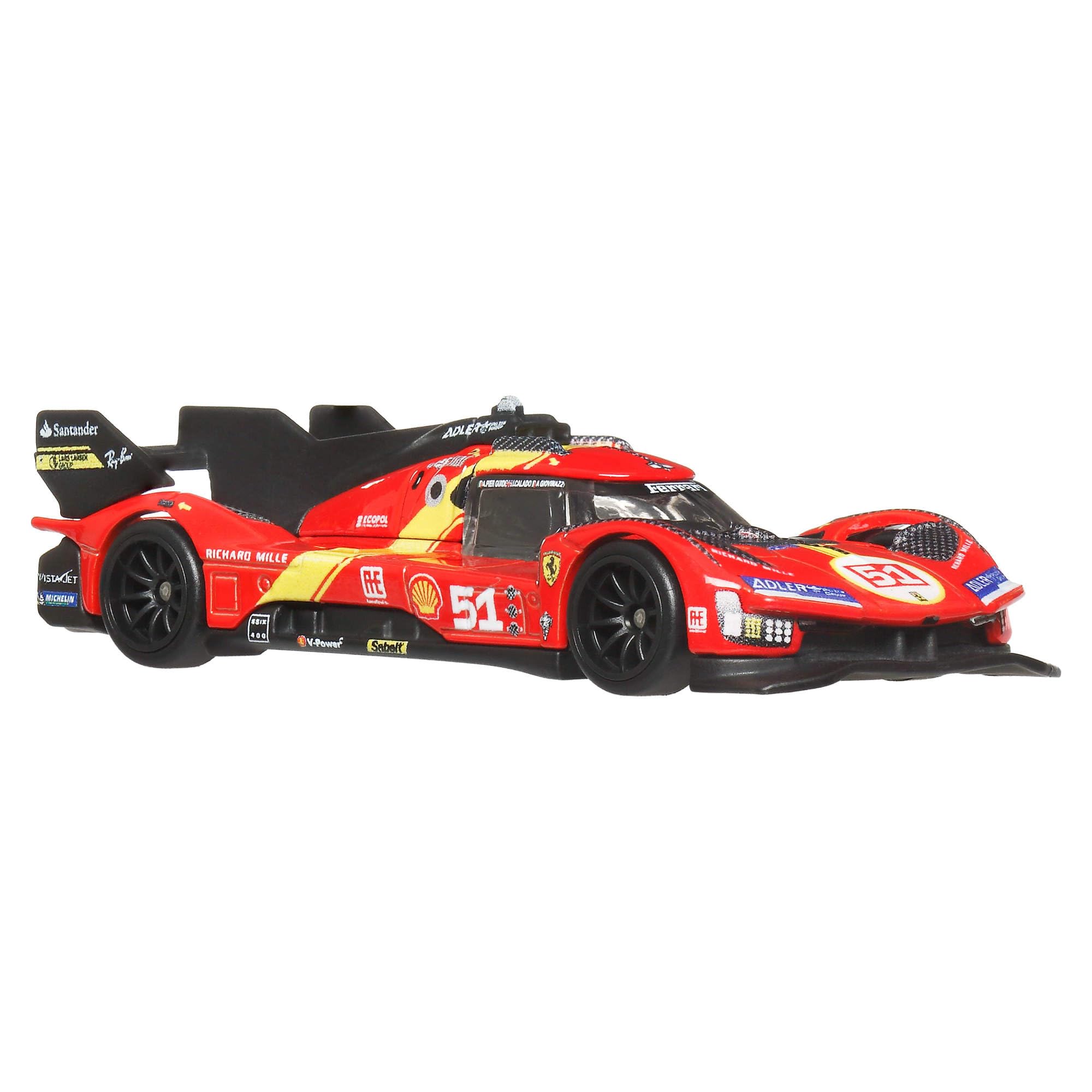 Hot Wheels Ferrari 499P displays authentic racing livery for collectors.