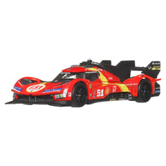 Hot Wheels Ferrari 499P with metal body and chassis for durability.