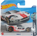 Hot Wheels Ford GT HW Modified 4/5 white Borla on display, ideal for collectors and shelves