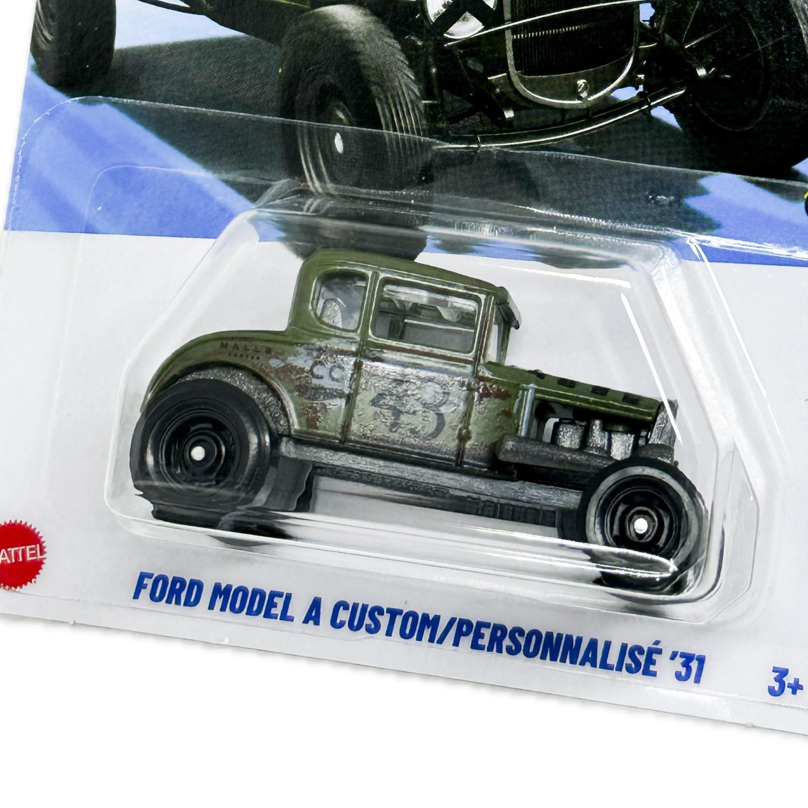 Hot Wheels Ford Model A Custom ’31 with camouflage paint, ideal for display by collectors
