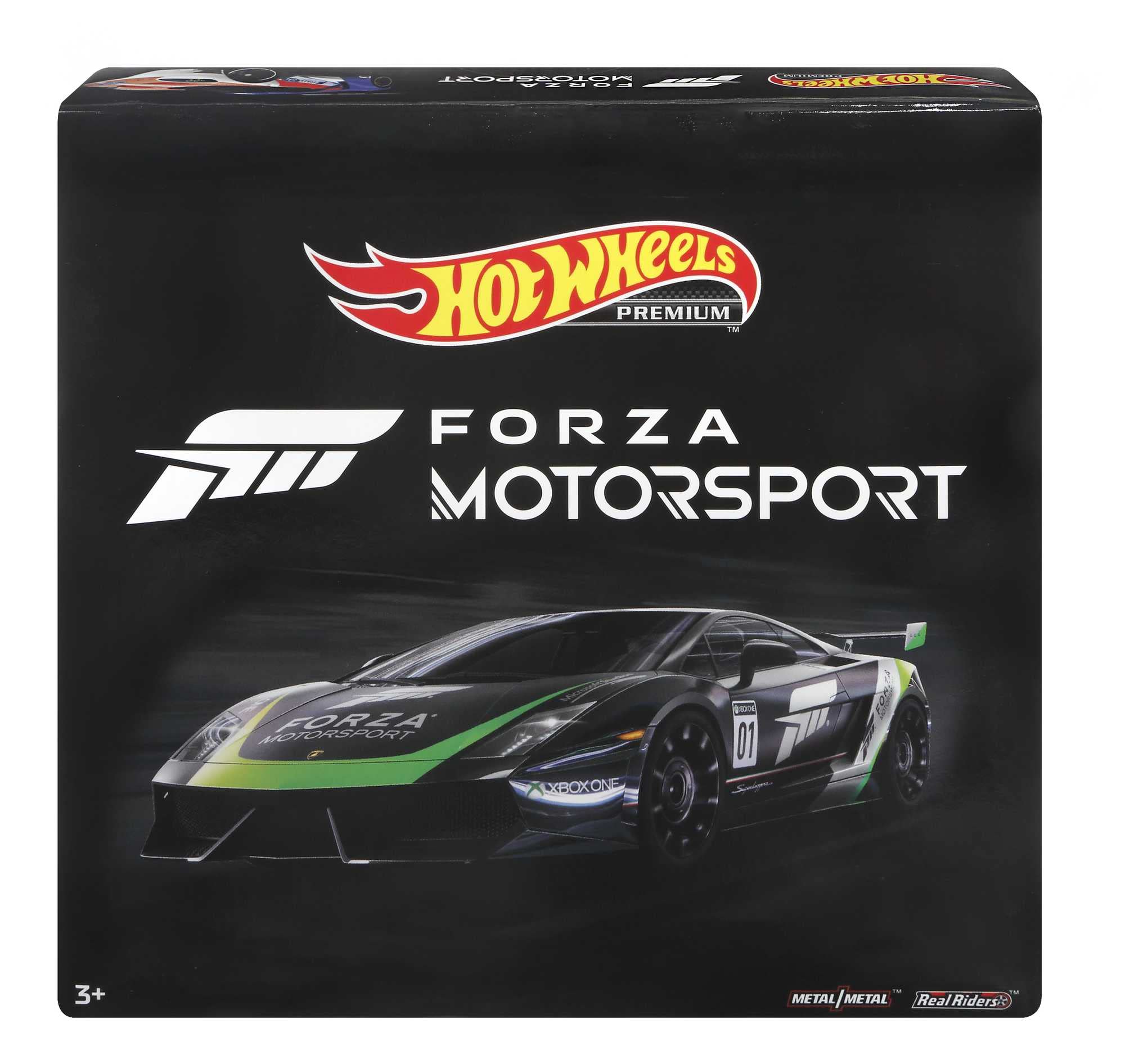Hot Wheels Forza 5-Pack Real Riders tires close-up shows authentic tread and premium feel.