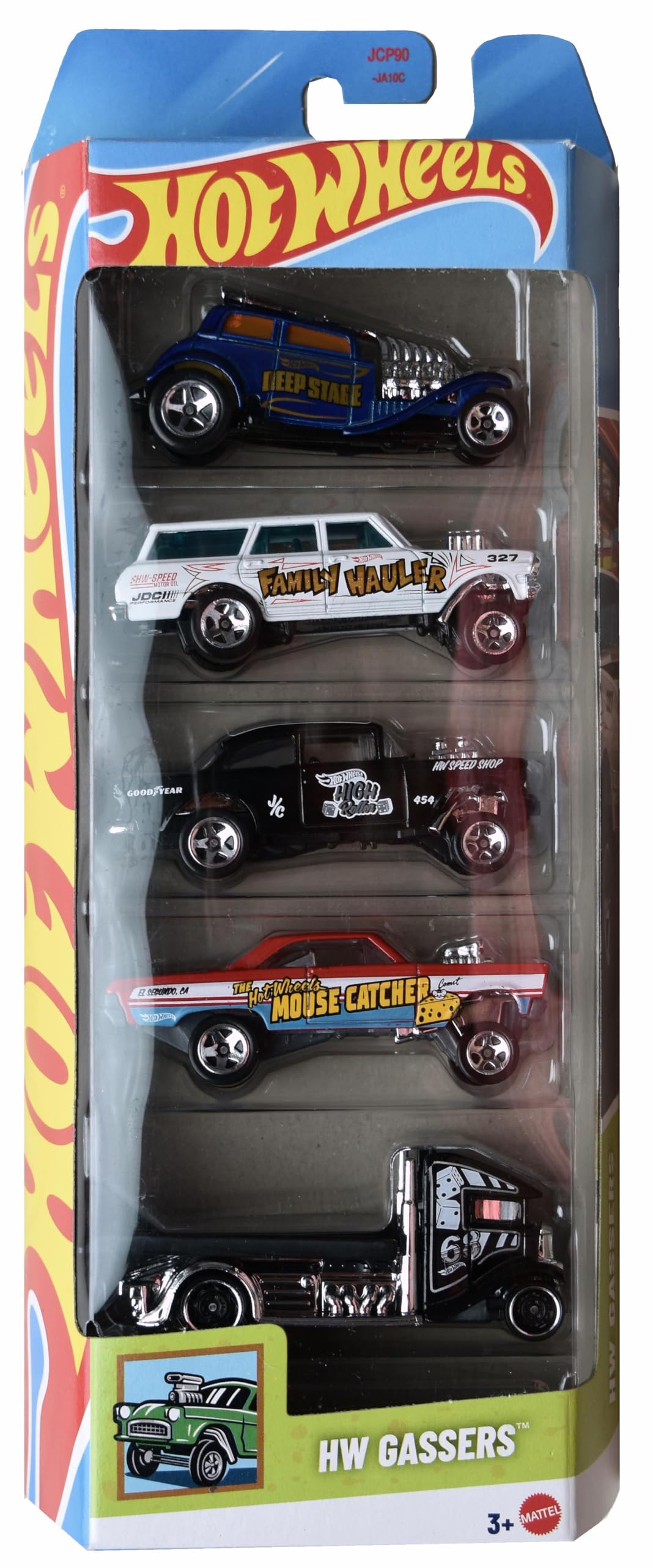Hot Wheels Gassers 5 Pack front view set for display and collection.