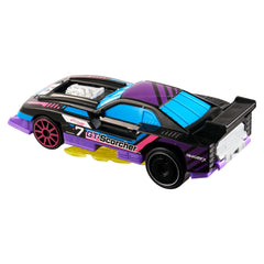 Hot Wheels GT-Scorcher side flames activation for dynamic race visuals.
