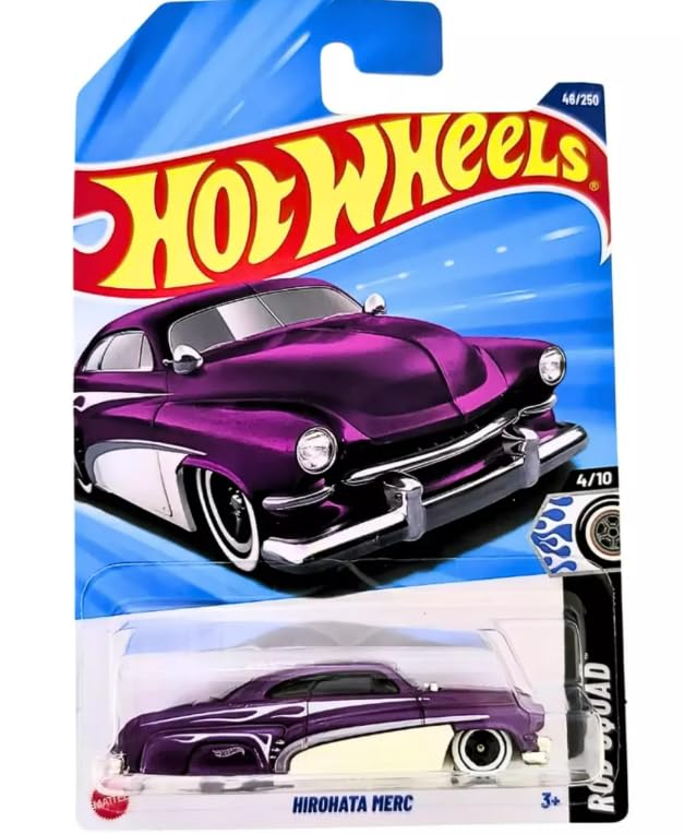 Hot Wheels Hirohata Merc Rod Squad 1:64 diecast for display and collection.