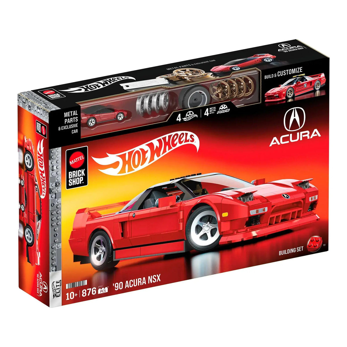 Hot Wheels Honda Acura NSX 1990 building kit front view for immersive assembly