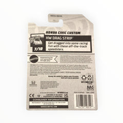 Hot Wheels Honda Civic Custom, white finish, great for shelf display and quick racing.