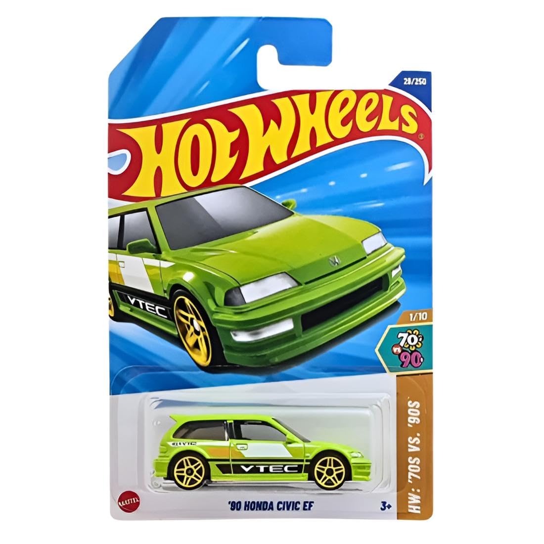 Hot Wheels Honda Civic EF green side graphics highlighting retro tuner styling