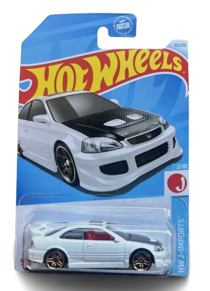 Hot Wheels Honda Civic Si in white, 1:64 scale, ideal for display and imaginative play.