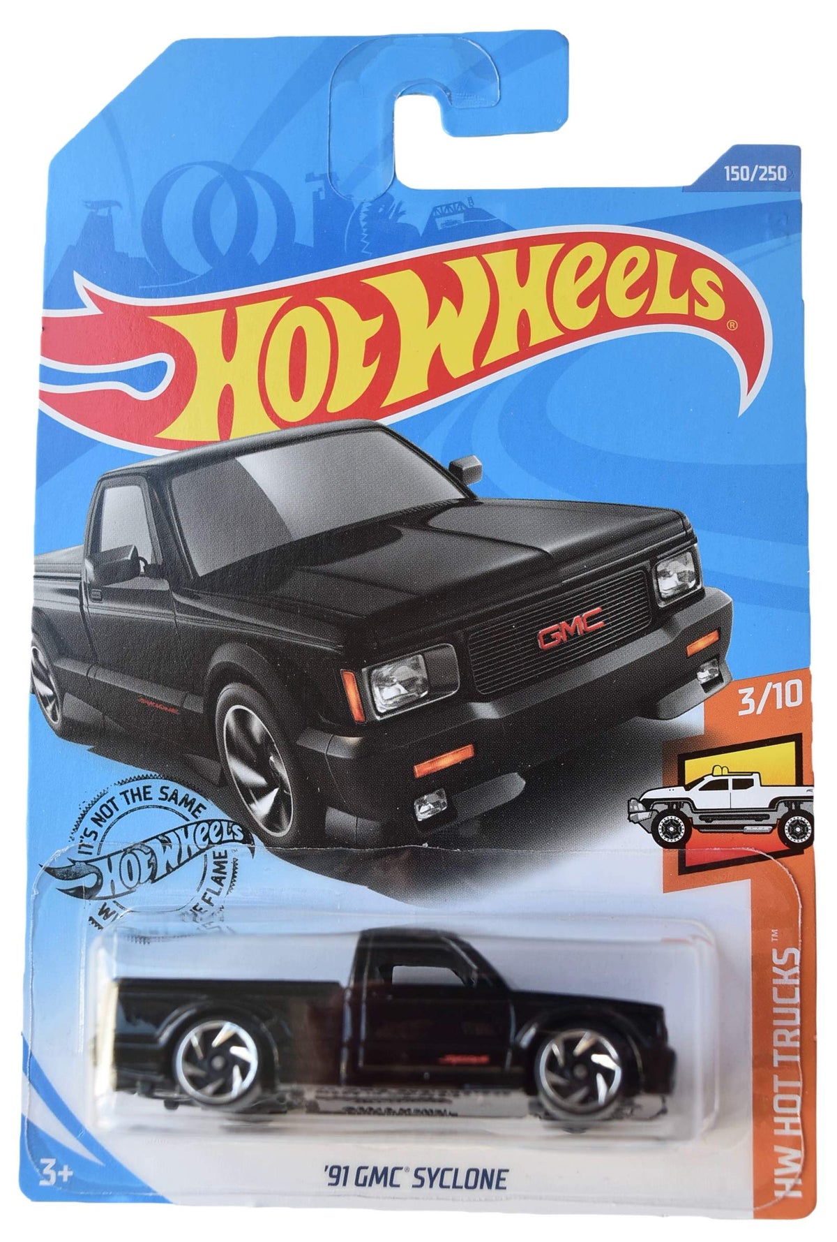 Hot Wheels Hot Trucks 91 Syclone front view—classic display piece for collectors.