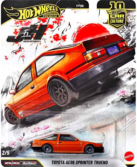 Hot Wheels Japan Historics Toyota AE86 Sprinter Trueno captures classic street vibe with glossy finish