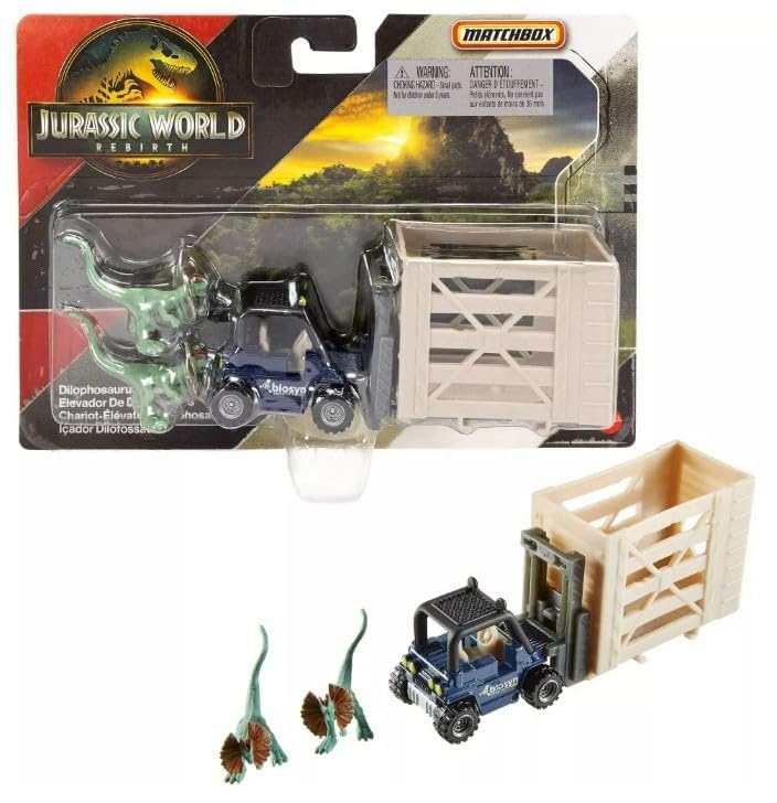 Hot Wheels Jurassic World Rebirth Dilophosaurus Lifter toy vehicle and figure for imaginative play and display