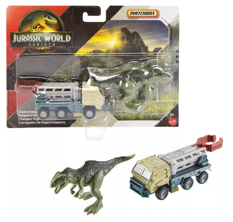 Hot Wheels Jurassic World Rebirth Giganotosaurus Loader vehicle, for action-packed play and display.