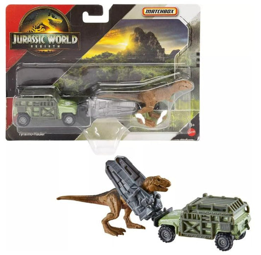 Hot Wheels Jurassic World Rebirth Tyranno-Hauler with T. rex figure for imaginative play