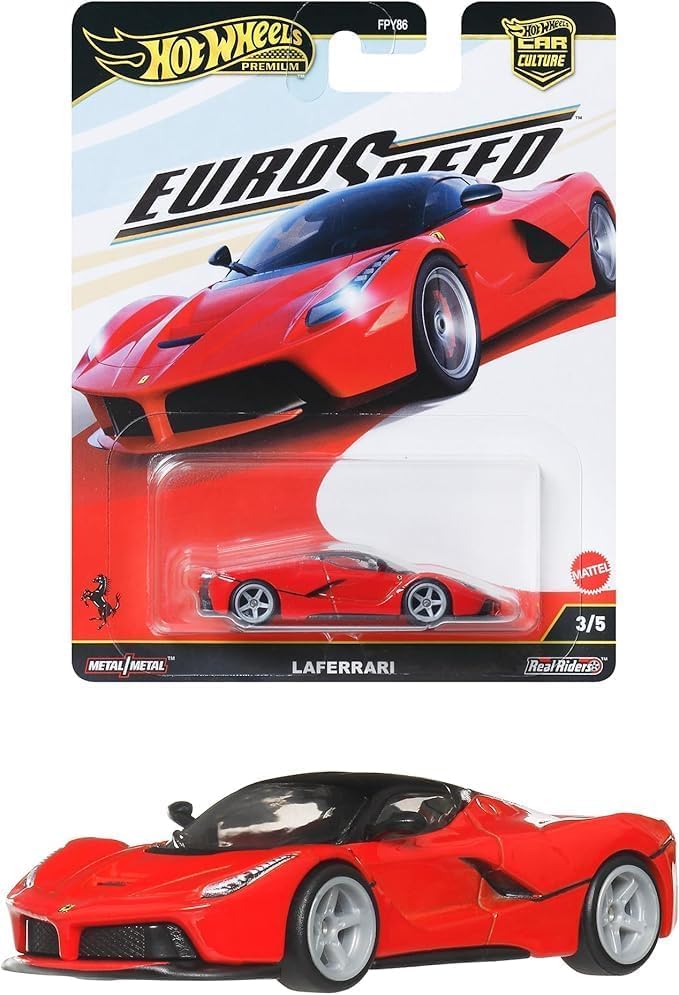Hot Wheels LaFerrari red rubber Real Riders tires ideal for play.