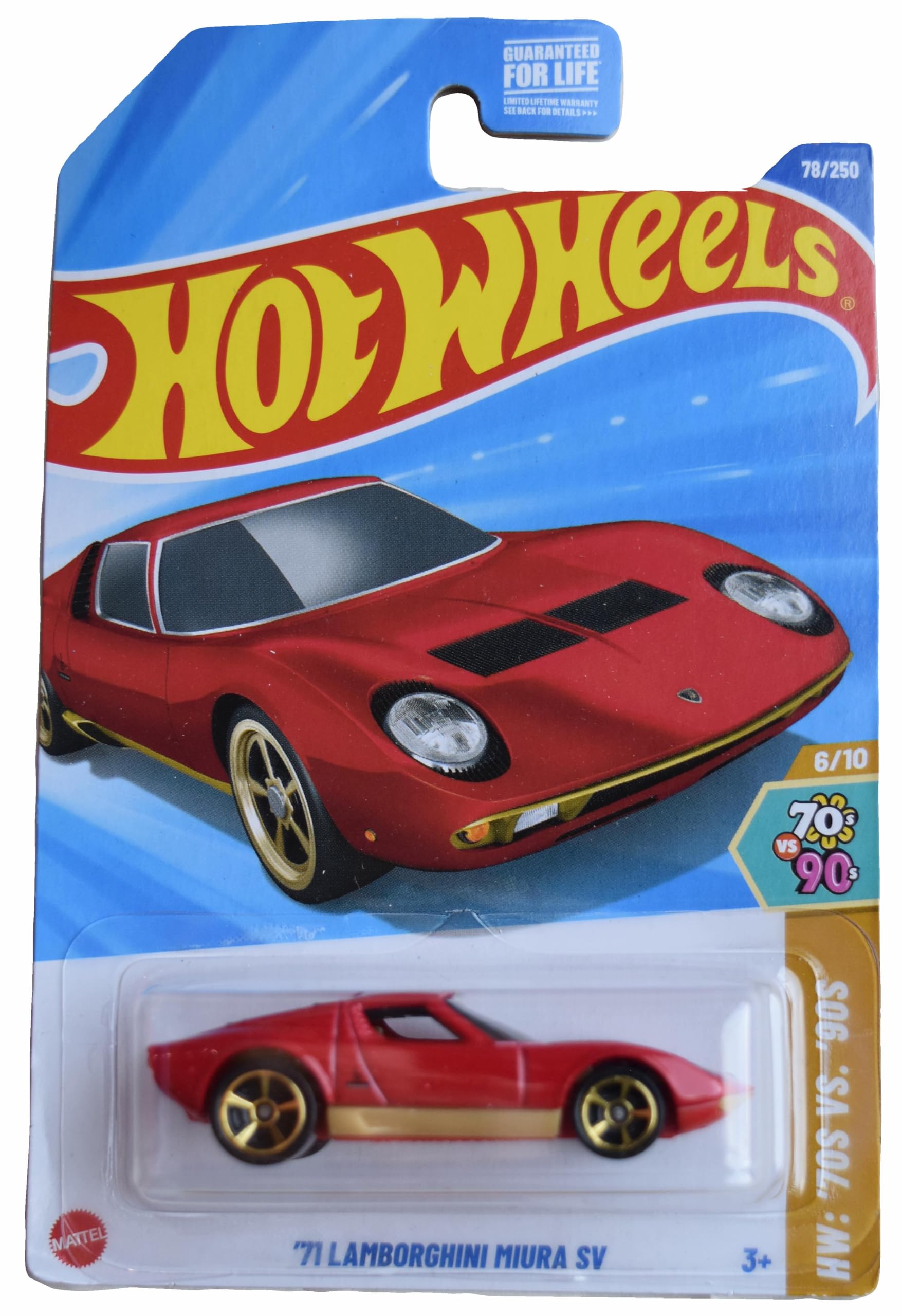 Hot Wheels Lamborghini Miura SV 1:64 red die-cast—ideal for display and collection