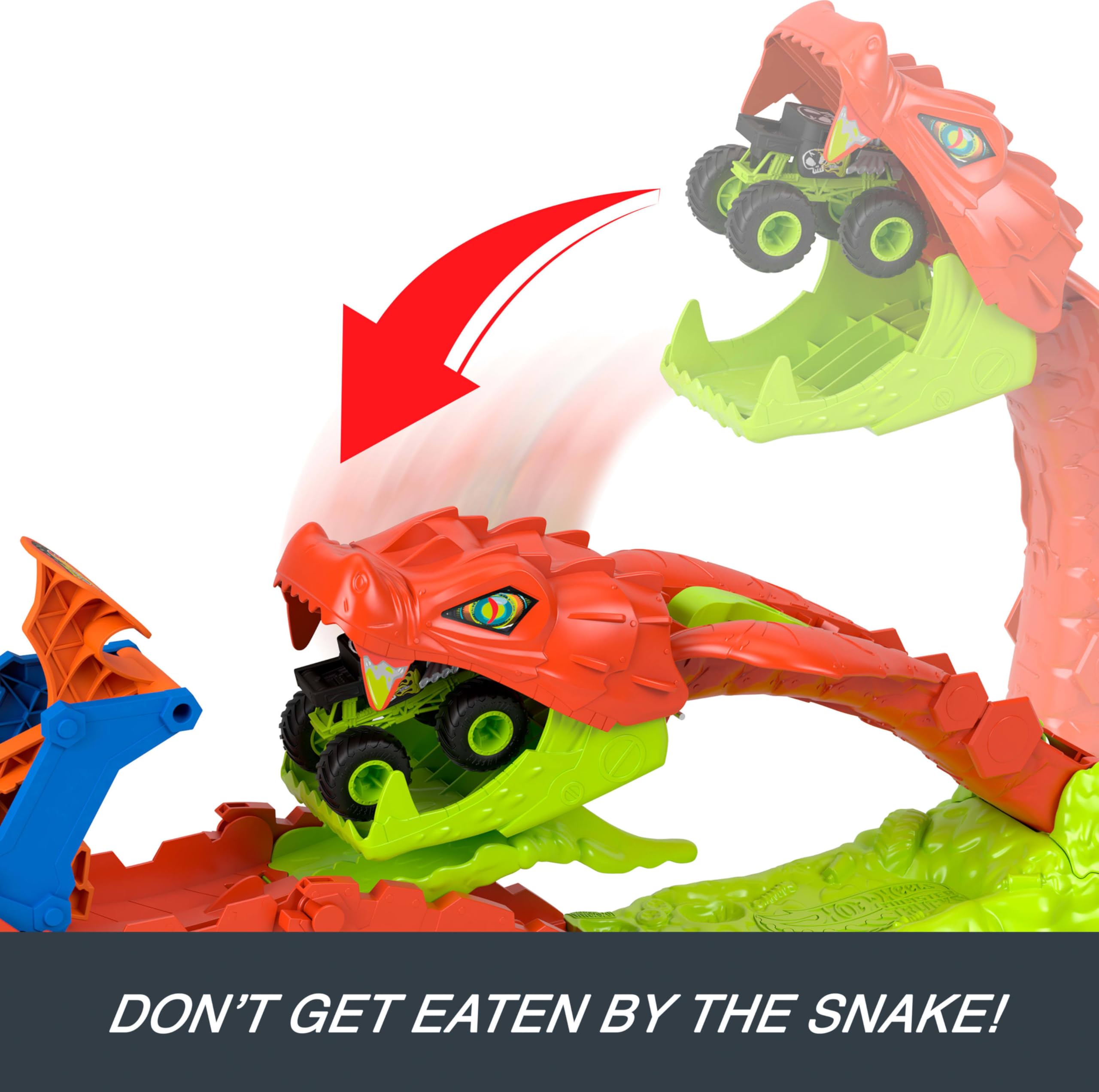 Hot Wheels slam launch action showing Bone Shaker speed for dynamic play
