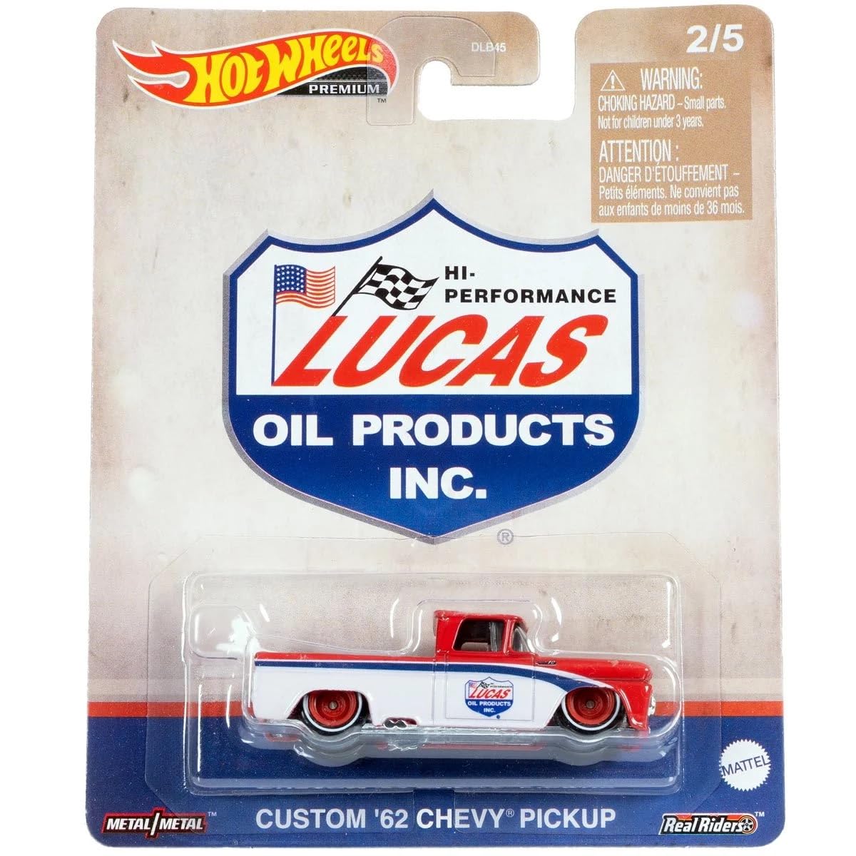 Hot Wheels Lucas Custom 62 Chevy Pickup on display, ideal for collectors