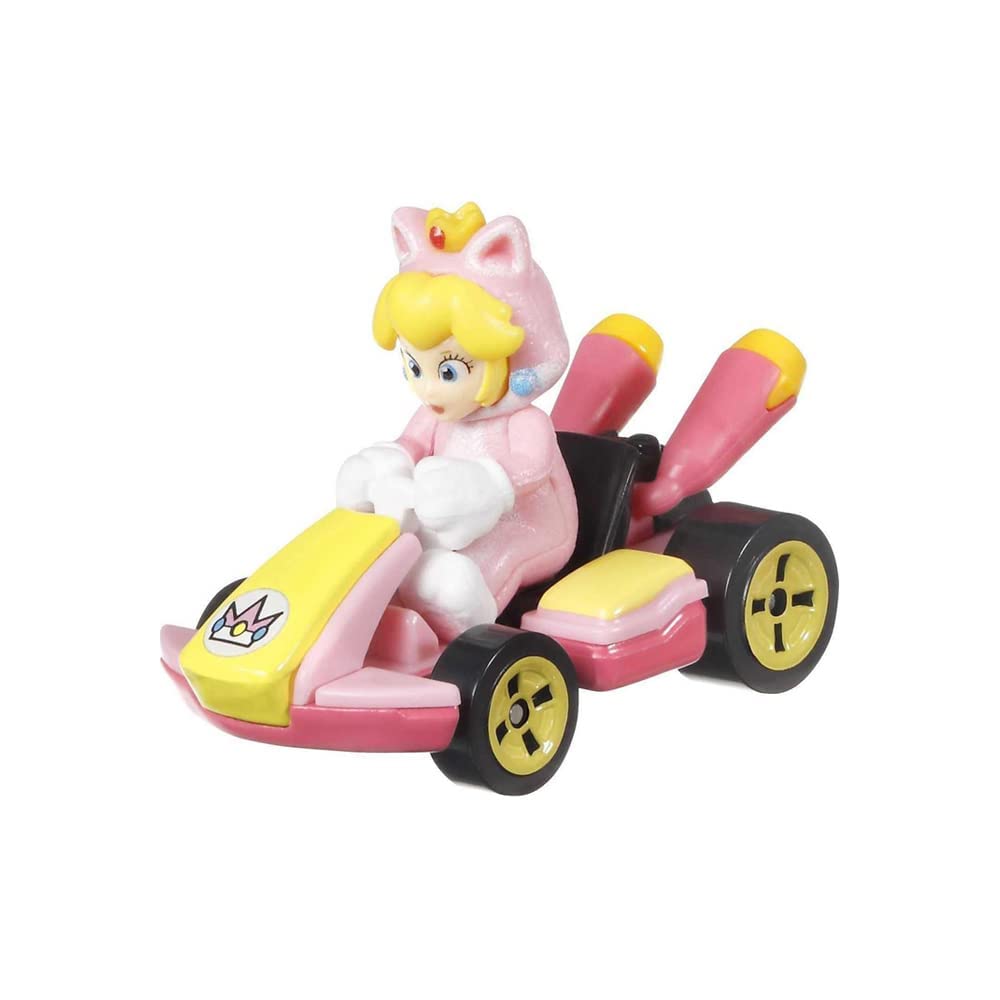 Hot Wheels Mario Kart Cat Peach pink standard kart packaging displays collectible appeal