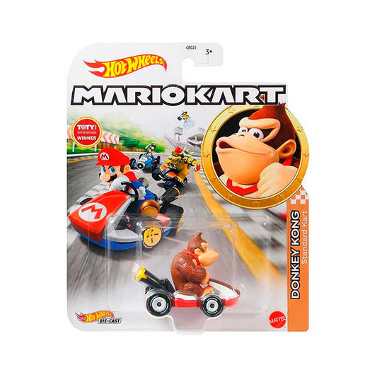 Hot Wheels Mario Kart Donkey Kong Standard Kart side view, ideal for immersive track play