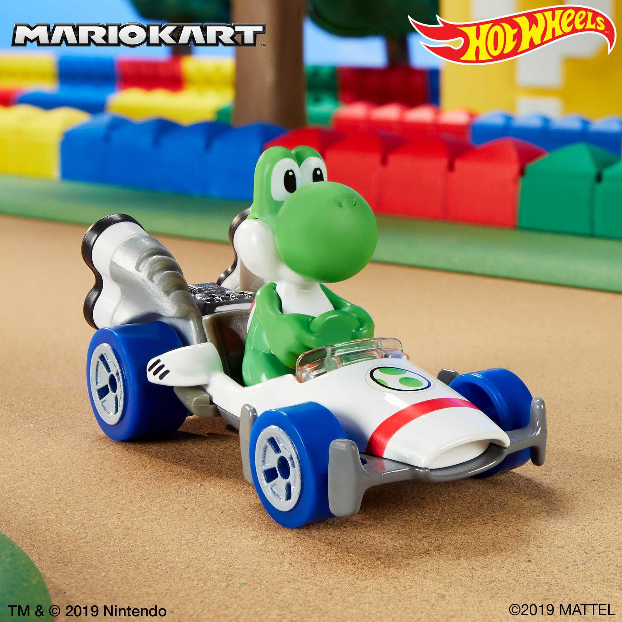 Hot Wheels Mario Kart Luigi 1:64 die-cast car designed for high-speed on-track action.