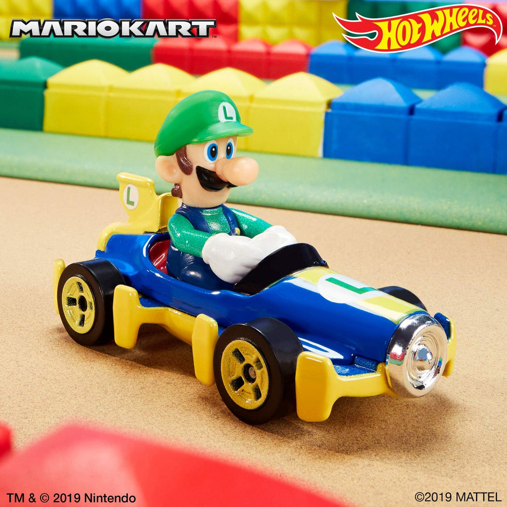 Luigi Mach 8 on-track die-cast car with vibrant finish for racing
