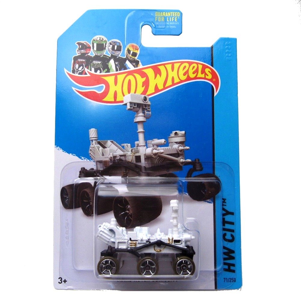 Hot Wheels Mars Rover Curiosity diecast model, Planet Heroes series, ideal for display and collecting.